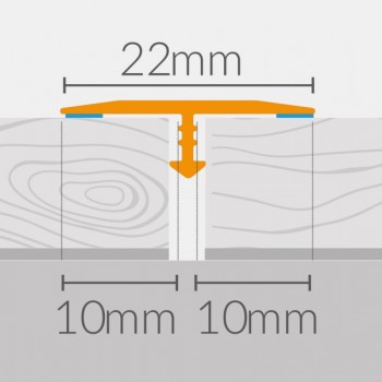 Arbiton PRO-T szálcsiszolt titanium B3 burkolatváltó T profil - 22mm/1,86m