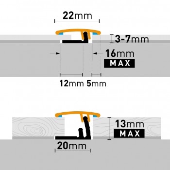 Arbiton PRODUO22 szálcsiszolt titanium B3 burkolatváltó profil - 22mm/1,86m