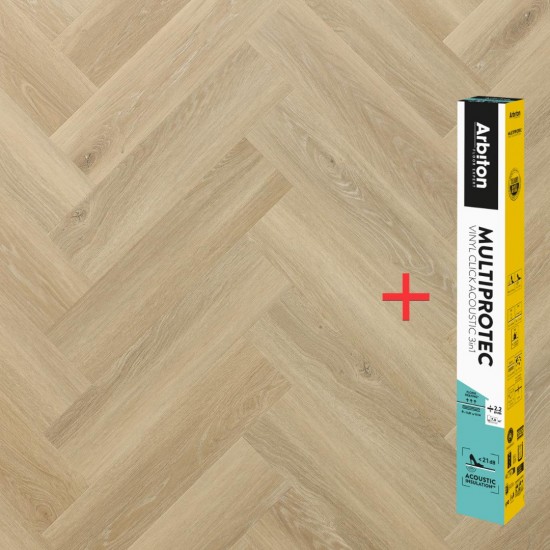 Arbiton Amaron Herringbone EIR CAS 236 DEVENTER OAK klikkes halszálka SPC padló + Multiprotec Acoustic alátét