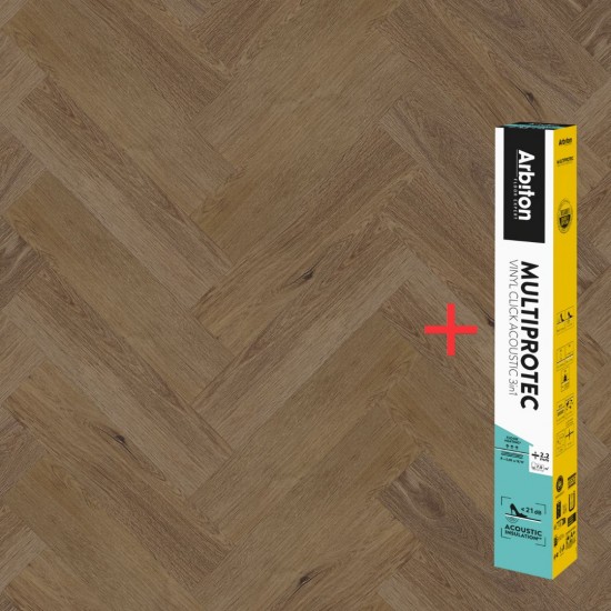 Arbiton Amaron Herringbone CA 147 GEORGETOWN OAK klikkes halszálka SPC padló + Multiprotec Acoustic alátét