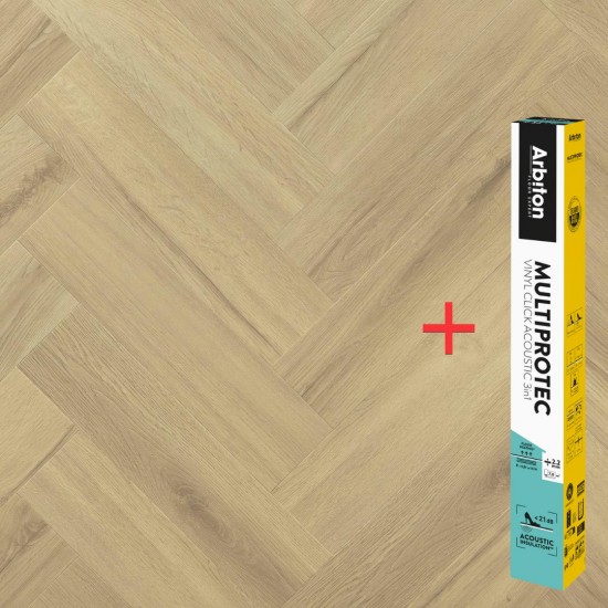 Arbiton Amaron Herringbone EIR CAS 228 PRINCETON OAK klikkes halszálka SPC padló + Multiprotec Acoustic alátét