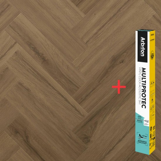 Arbiton Amaron Herringbone EIR CAS 229 ROCHESTER OAK klikkes halszálka SPC padló + Multiprotec Acoustic alátét