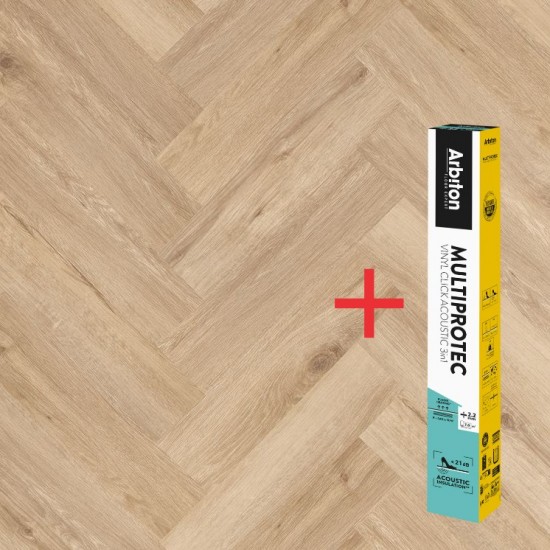 Arbiton Amaron Herringbone CA 159 WEMBLEY OAK klikkes halszálka SPC padló + Multiprotec Acoustic alátét