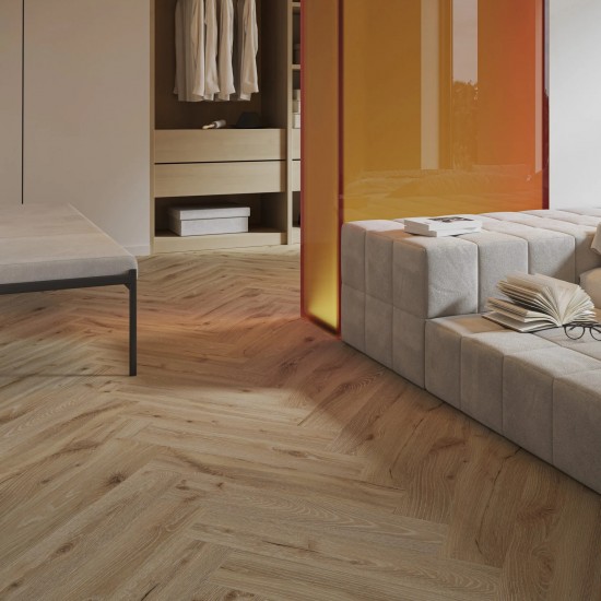 Barlinek Herringbone Desert Oak halszálka SPC padló