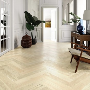 Barlinek Bianco Herringbone 130, matt-lakkozott, klikkes halszálka parketta. 1WC000021