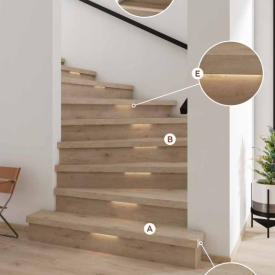 COREtec 75STR….A 2db klasszik lépcsőprofil és homloklap 2db lépcsőfokra