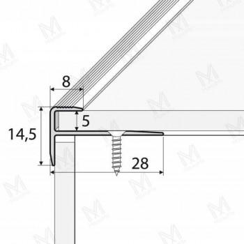 MM Alu. F lépcsőprofil  SPC padlóhoz. 5mm/2,70m. Dűbeles, eloxált pezsgő. MMAL05F08-270