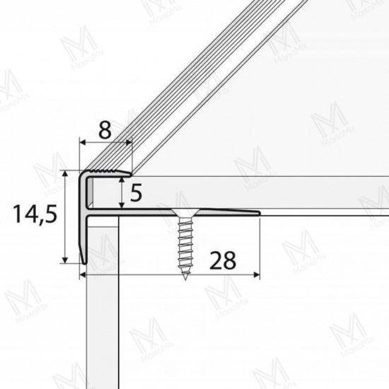 MM Alu. F lépcsőprofil  SPC padlóhoz. 5mm/2,70m. Dűbeles, eloxált bronz. MMAL05F07-270