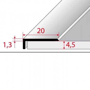 MM Alumínium lezáró profil, öntapadós, eloxált pezsgő. 4,5x20x2700mm