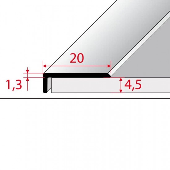 MM Alumínium lezáróprofil. Önt., elo. ezüst. 4,5x20x2700mm. MMAL20451-270