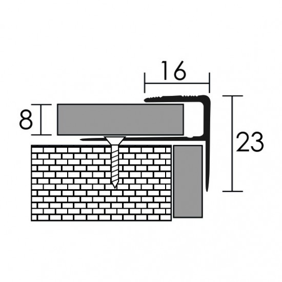 Profilplast lefúrható lépcsőélvédő profil 'F'-8mm. Eloxált matt bronz. 2,7m