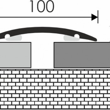 Profilplast öntapadós lencse burkolatváltó (küszöb), alu, 100x3000mm, eloxált matt pezsgő