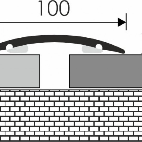 Profilplast öntapadós lencse burkolatváltó (küszöb), alu, 100x1000mm, eloxált matt bronz