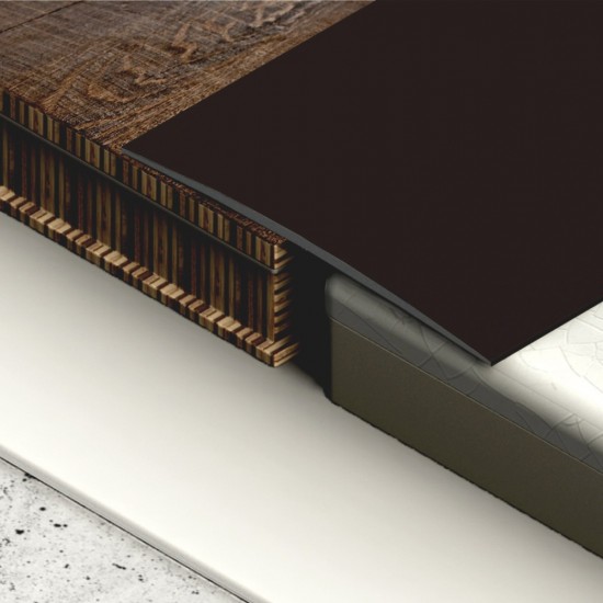 Profilplast öntapadós lencse burkolatváltó (küszöb), alu, 100x3000mm, eloxált matt bronz