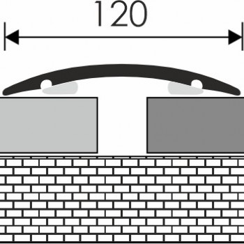 Profilplast öntapadós lencse burkolatváltó (küszöb), alu, 120x1000mm, eloxált matt ezüst
