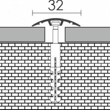Profilplast rejtett rögzítésű lencse burkolatváltó, alu, 32x2700mm, eloxált matt pezsgő