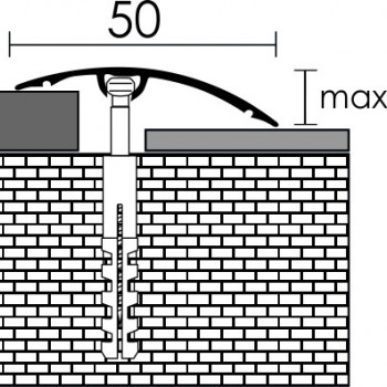 Profilplast rejtett rögzítésű, szintváltó lencse profil, alu, 50x900mm, eloxált matt pezsgő