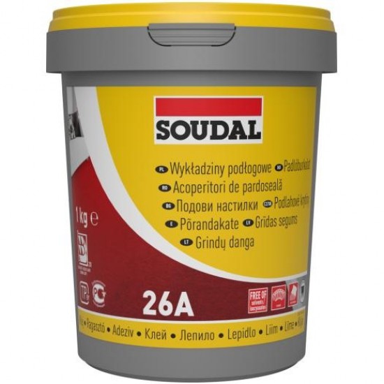 Soudal 26A Padlóburkolat ragasztó - Diszperziós (oldószermentes). 1kg