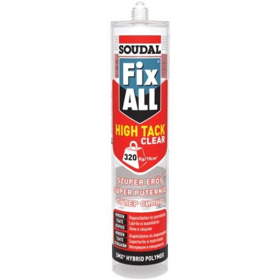 Soudal Fix All High-Tack Clear - víztiszta szerelőragasztó. 290ml