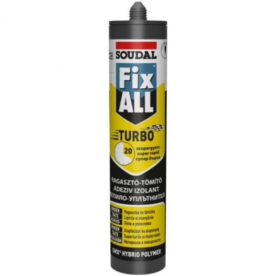Soudal Fix All Turbo fekete - gyorskötés szerelőragasztó. 290ml