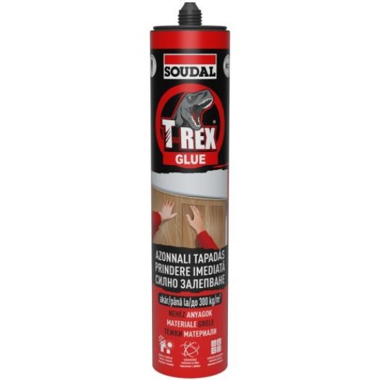 Soudal T-REX (Piros) azonnali rögzítő szerelőragasztó. 380g - 290 ml