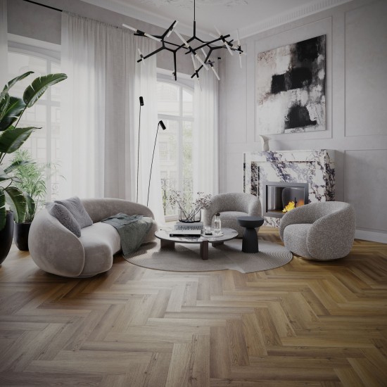 VinCore Herringbone+ Lyon klikkes, halszálka SPC padló int. alátéttel