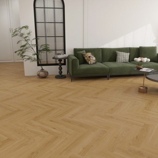 VinylTechLab Herringbone Bran klikkes, halszálka SPC padló int. alátéttel