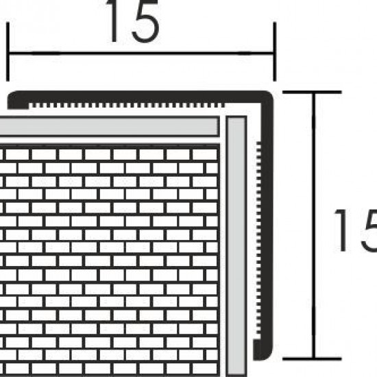 Profilplast L profil, sarokvédő, alu, 15x15x2500mm, eloxált matt ezüst